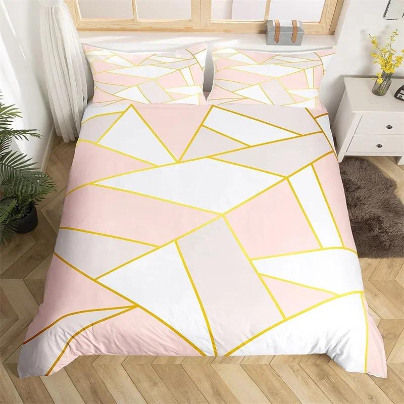 Geometric Duvet Cover Set Marble Bedding Set Microfiber Abstract Art Comforter Cover Single Full King Queen For Boys Girls Room