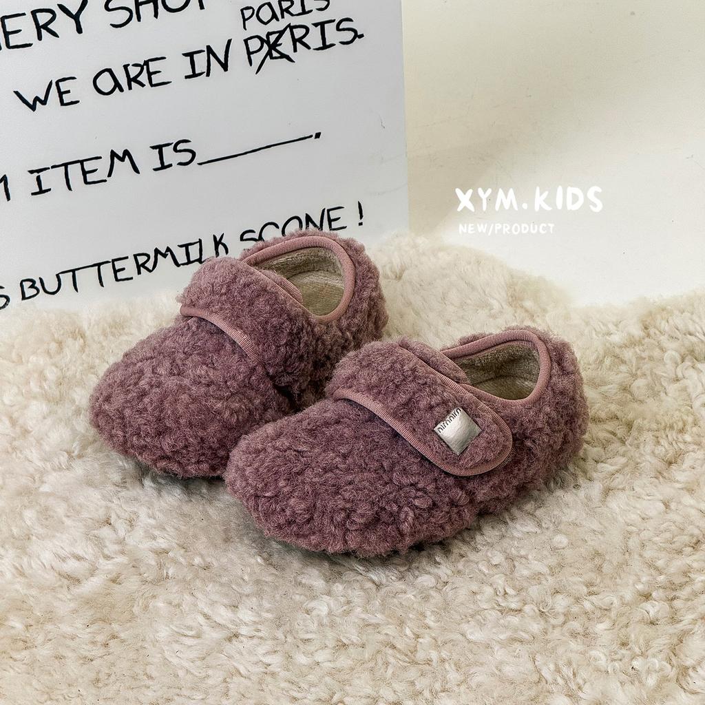 Girls' Fluffy Shoes 2025 Winter New Children's Shoes Korean Version of Cute Lamb Wool Fleece Grinding Stickers Princess Cotton Shoes