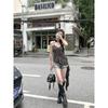 Spice girl retro ruffle edge splicing irregular sling vest women's summer design sense old top