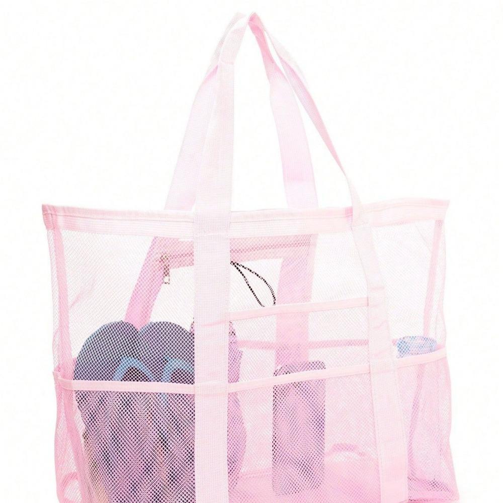 Beach Bag Large Capacity Toy Mesh Swimming Bag Multifunctional Travel Shoulder Beach Bag Swimsuit Storage Bag