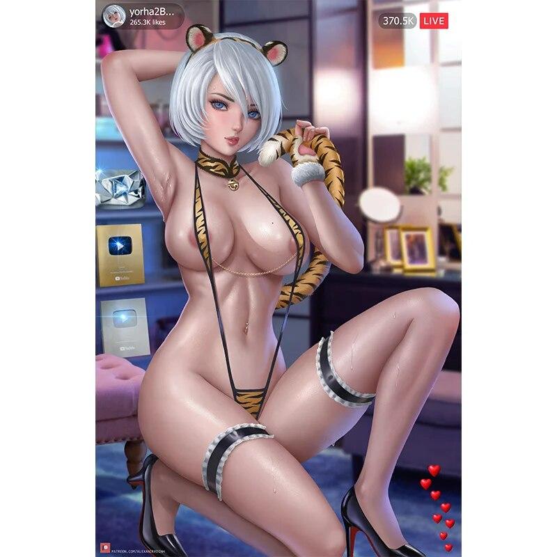 Tisk Ganyu Genshin Impact Nude 3D Sexy Anime Girl Art Plakáty HD Wall Art Obraz na plátně Obývací pokoj Home Decor Picture