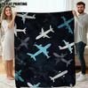 Couverture douillette avec silhouette d'avion et motif ciel Pelucheuse et pour le lit, le canapé, le salon, le bureau et les voyages Cadeau idéal toutes saisons