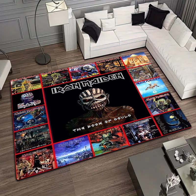 Band I-Iron M-Maidens Carpet Yoga Mat Living Room Bedroom Decoration Home Office Hotel Entrance Non slip Area Flannel CarpetGift
