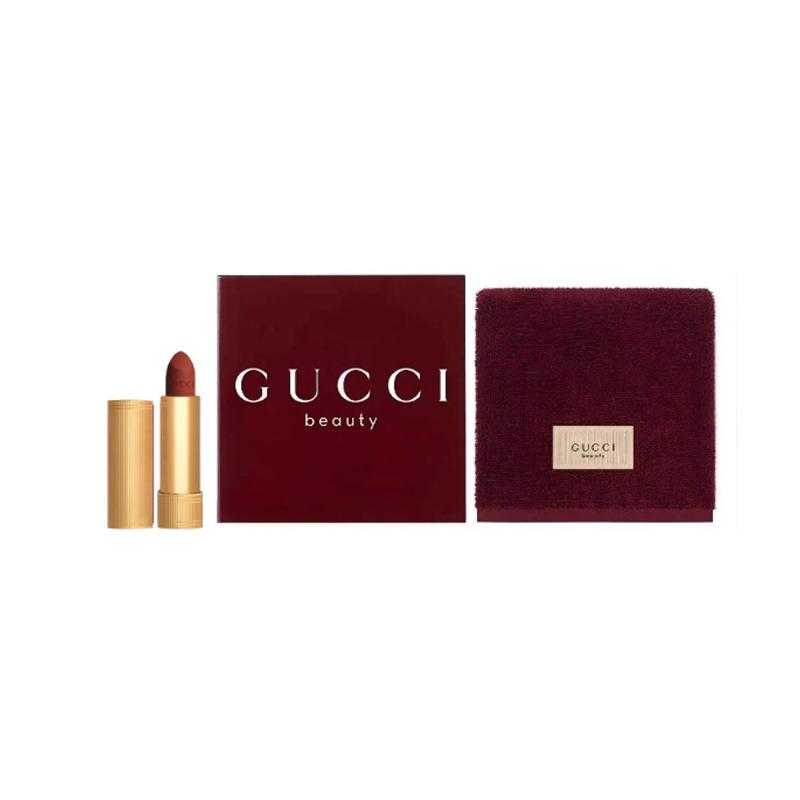 Gucci Роскошный Набор Помад Матовая Бархатная Туманная Сатиновая Глазурованная Шелковистая Якорный Красный Квадратный Шарф бархатная матовая помада 505 3,5 г + вытягивающий красный квадратный шарф красный