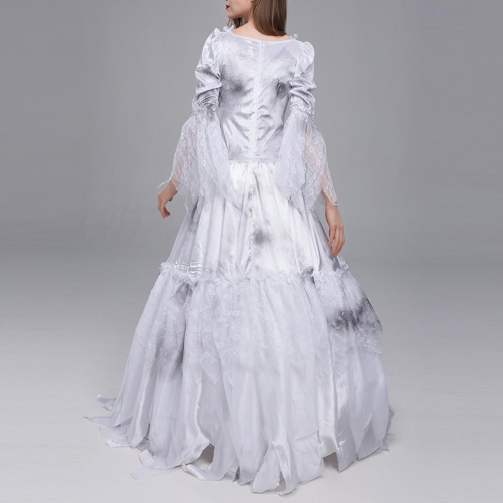 Halloween Wedding Dress Costume Zombie Bride Cosplay Dress Ghost Bride Cosplay White Wedding Costumes Long Dress