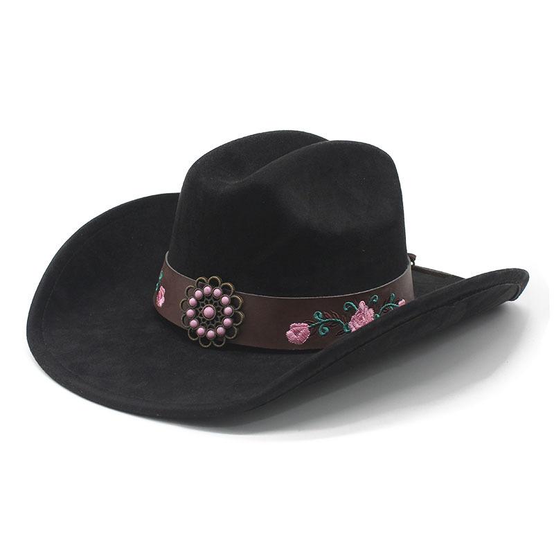 Cappello da Cowboy Occidentale da Donna Autunno e Inverno Cappello a Cilindro in Pelle Scamosciata Britannica Moda Cappello di Feltro