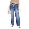 Women's Elastic Waist Loose Denim Wide-leg Pants