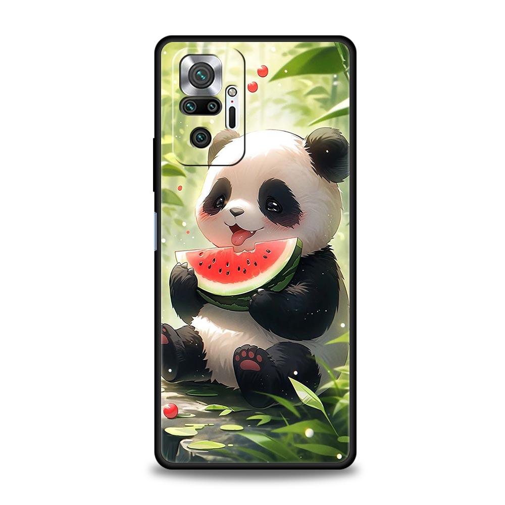 Cartoon Lovely Panda Phone Case For Xiaomi Redmi Note 14 13 5G 10 11 12 Pro Plus 4G 14C 13C 12C 10C Black Cover