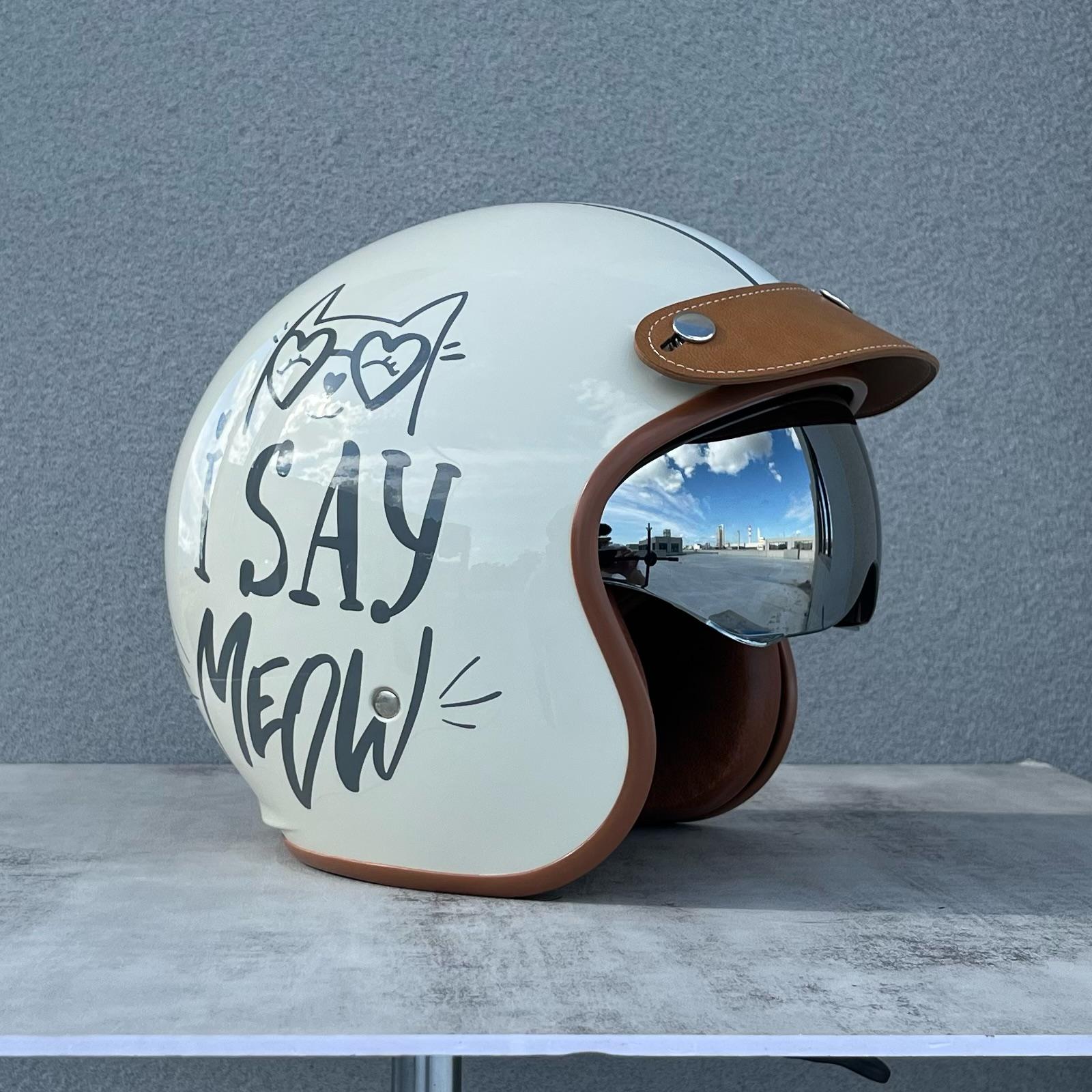 Orz Motorcycle helmet retro men s and women s motorcycle safety helmet electric four season 3/4 half helmet M