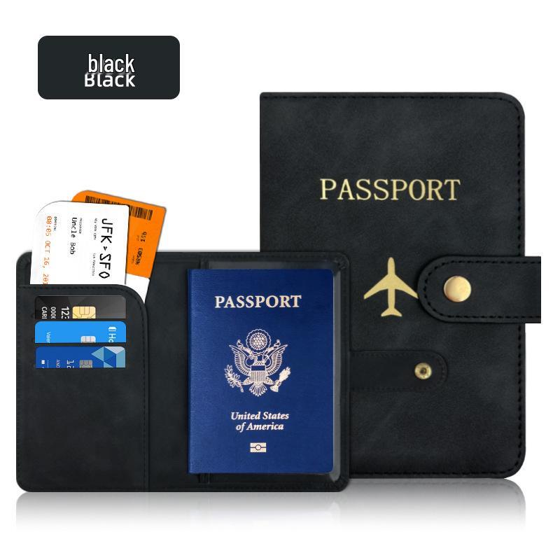 Hand-Stitched PU Leather Passport Holder with Buckle