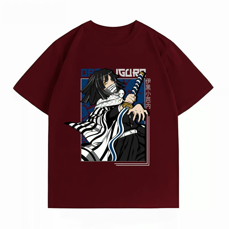 Demon Slayer Obanai Iguro 100 Cotton Unisexs Tshirt Summer New Unisexs Clothing Casual Short Sleeve Anime Print Tee