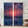 2 Pcs   Filtering Curtains (excluding Rods   Non-movable   Without Batteries) Sunset Sea for Use In Bedrooms and Living Rooms