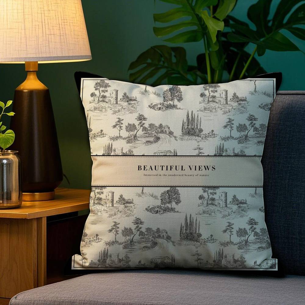 Simple Flower Painting Pillow Case Home Doublesided Printing Short Plush Colorfast Microfiber Cushion Cover