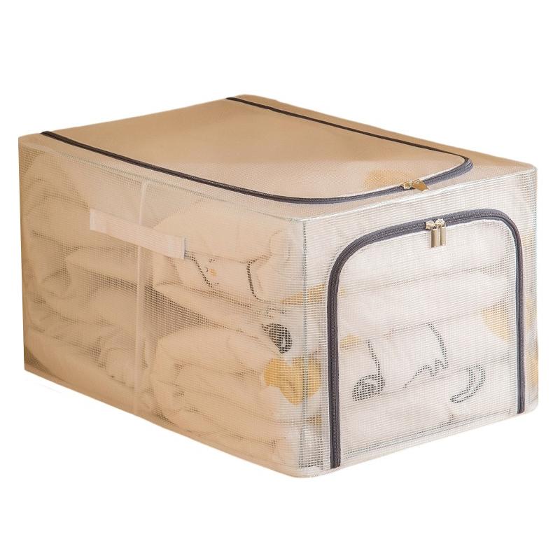 31L Closet Clothes Storage Box Transparent PVC Metal Frame Storage Bag Organizer A