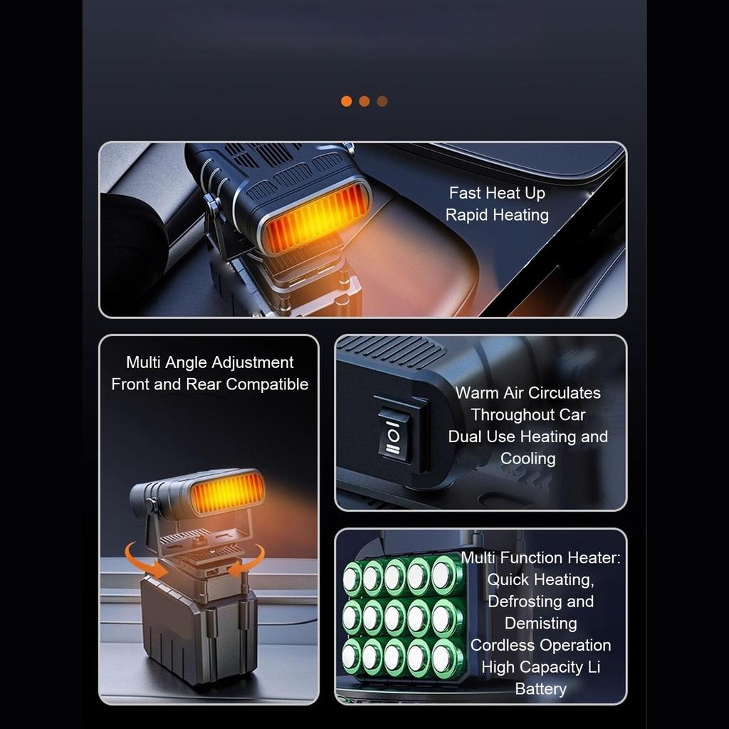 Sxhlseller Cordless Portable Car Heater, 170W Fast Heating Car Defroster Defogger, 2 Settings Adjustable