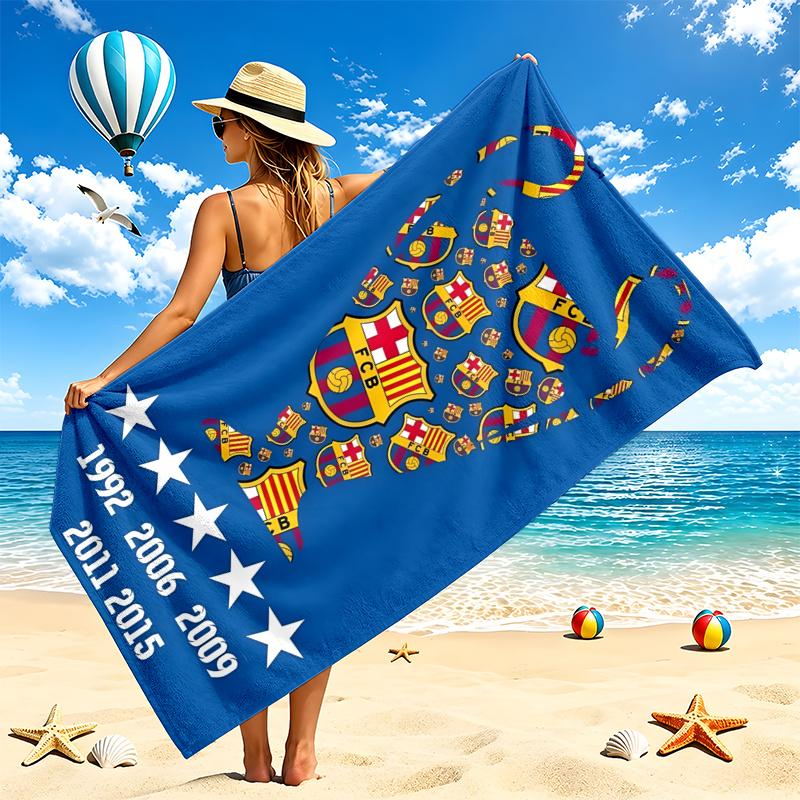 FC Barcelona Beach Towel Quick Dry Soft MicrofiberSand Resistant Oversized Cabana Bath Sheet for Swimming Pool Travel Gift