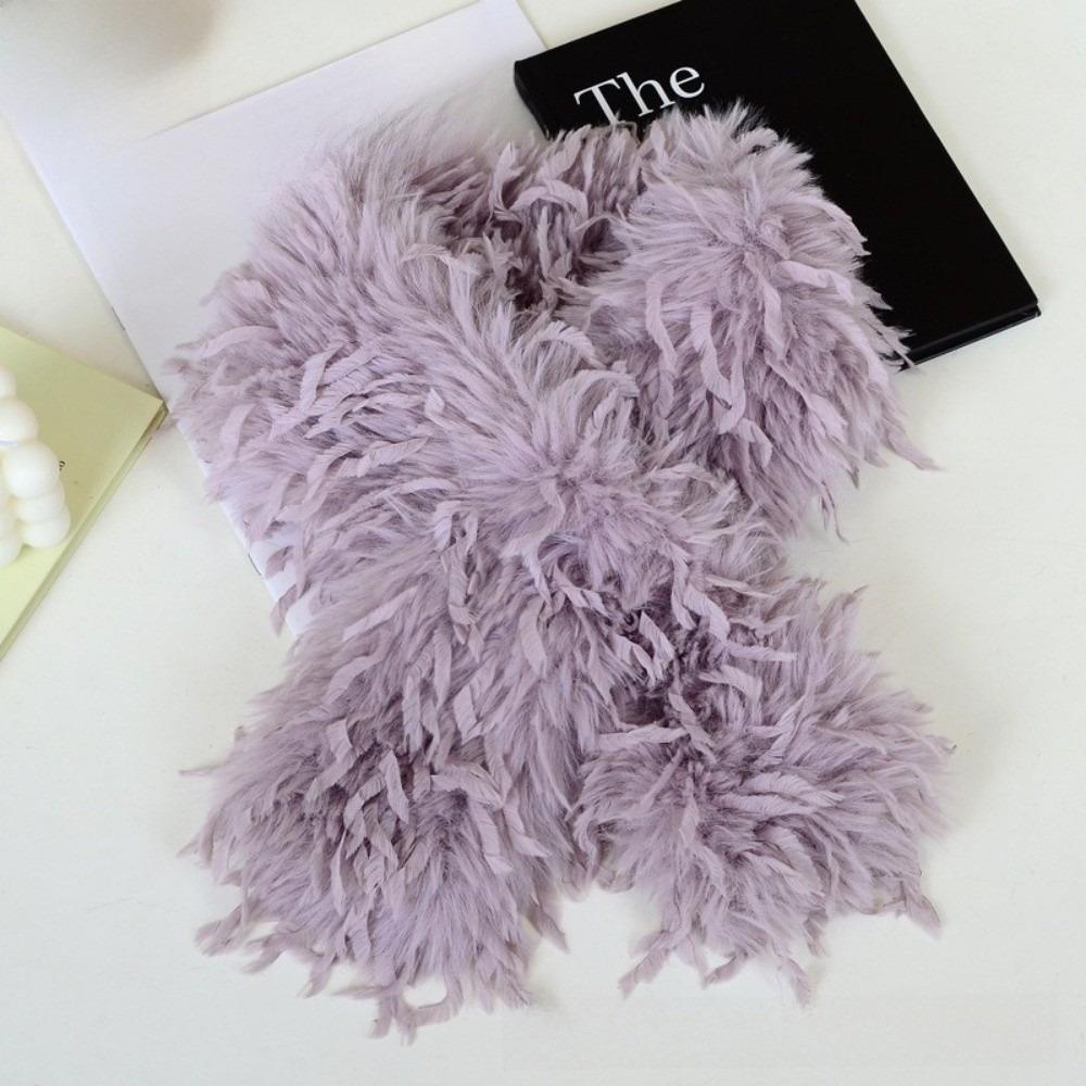Autumn Winter Soft Plush Fluffy Fur Scarf Thicken Warm Neck Covers Cold Resistant Cross Neckerchief Neck Warmers