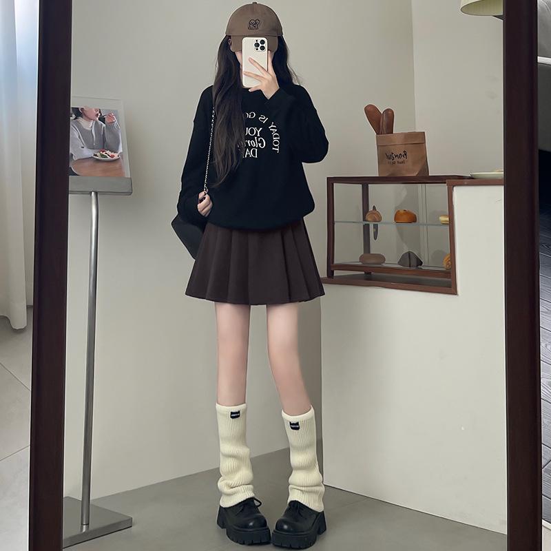 Women's 2025 A-line White Mini Pleated Skirt - Slimming Woolen JK Style for Autumn/Winter