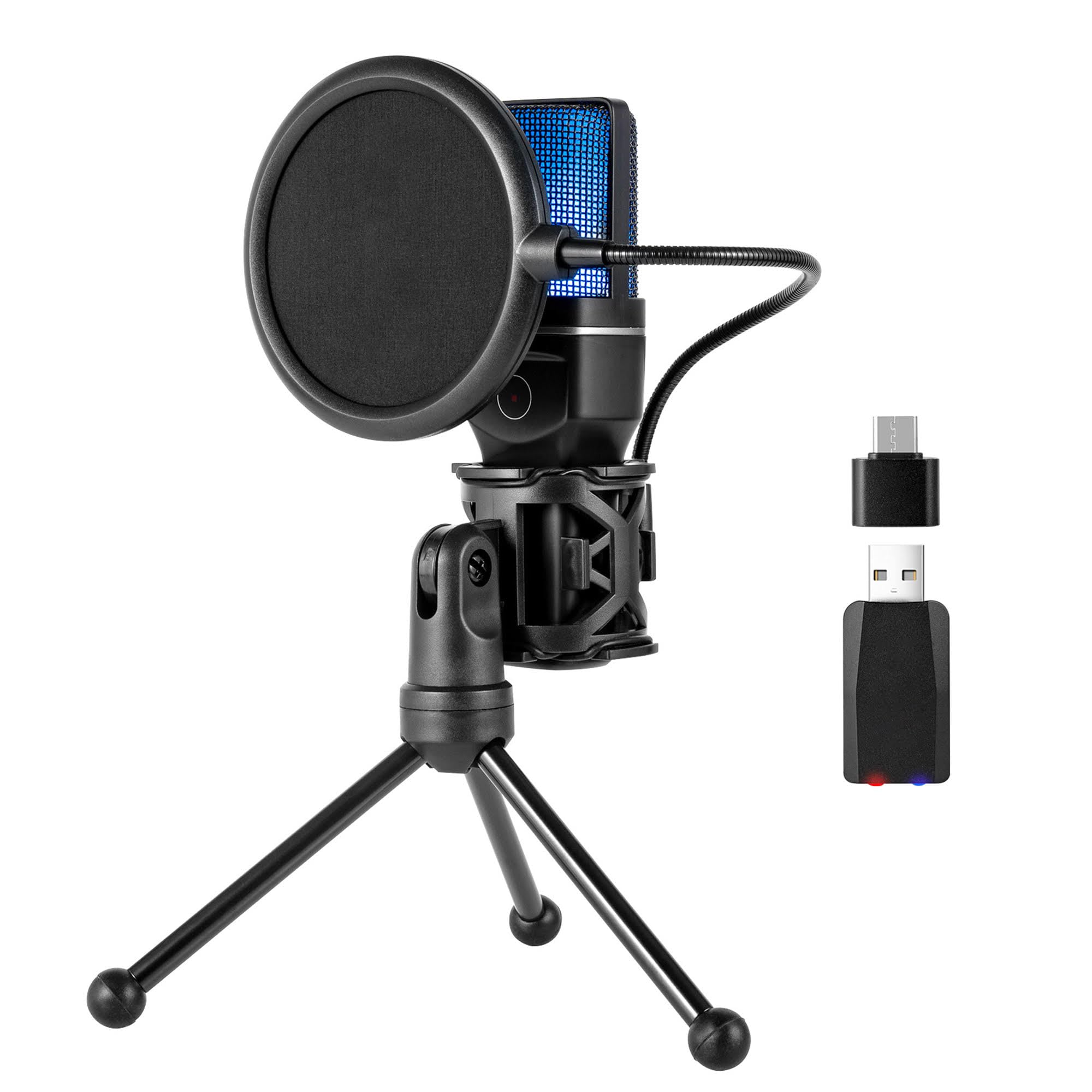 

Wireless Condenser Gaming Microphone with RGB Lighting, Noise Cancellation, Unidirectional, Built-in 2.4G Type-C, Plug & Play, for PC Gameplay, Live