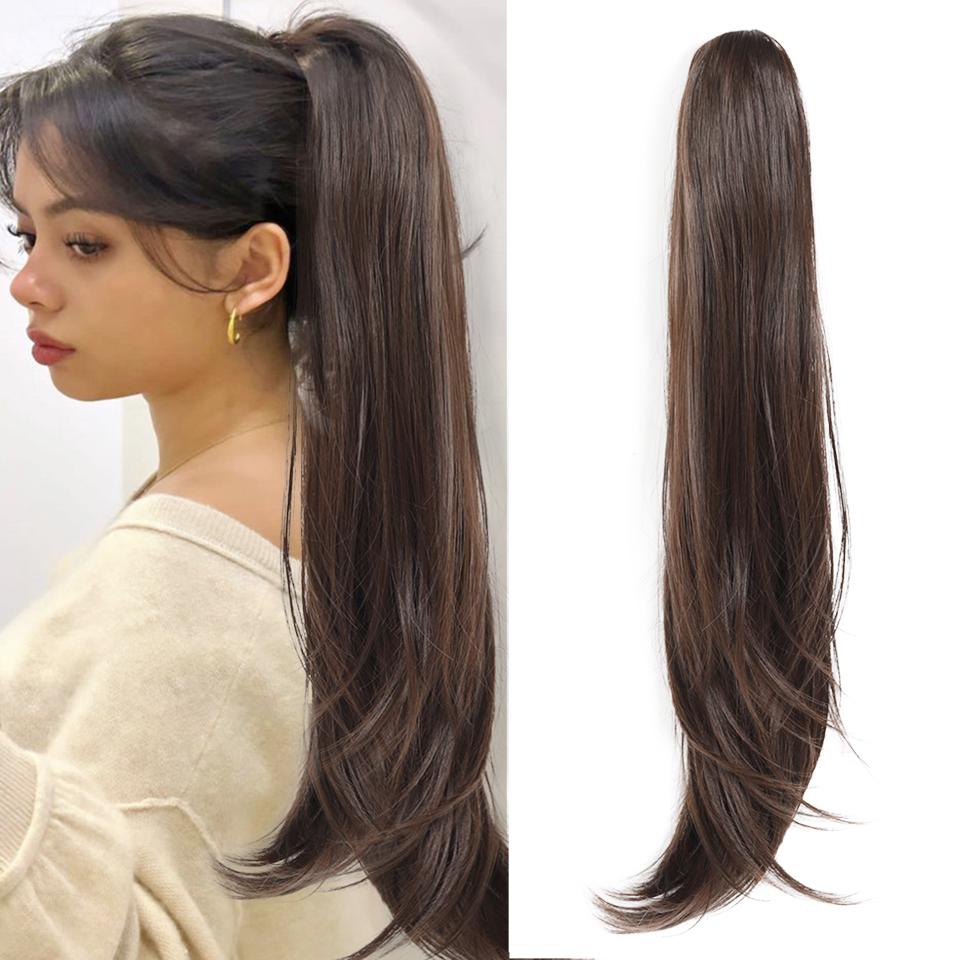 WTB Synthetic Wig Women Straight Ponytail Hair Extension Wig Small Clip-in Style Medium Length Straight Ponytail