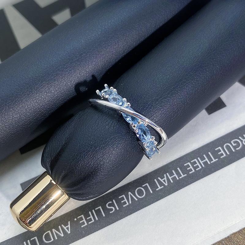 Light Luxury High-End Full Diamond Inlaid Zircon Stacked Wearing Super Flash Super Fairy Row Diamond Opening Ring Niche Design Exquisite Ring