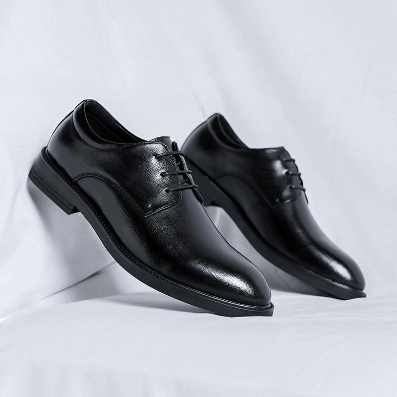 

Повседневные кожаные туфли мужские деловые туфли высокого качества британские пригородные черные мужские свадебные туфли для жениха 66791-R 38 чёрный