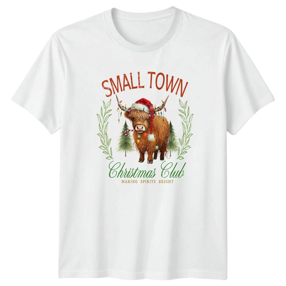 Small Town Christmas Club Highland Cow Holidays Christmas Unisexs Unisexs Graphic S