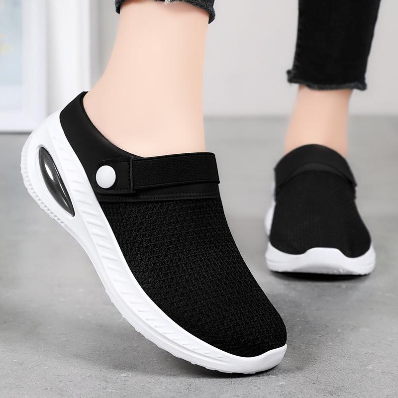 

Женские летние модные шлепанцы Полушлепанцы Дышащие Толстая подошва Мягкие Уличные Досуговые Спортивные туфли Бесплатная доставка 41 чёрный