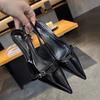 Pointed thin heel medium heel shoes women's 2025 spring and summer new one-word belt buckle low heel bag head sandals single shoes