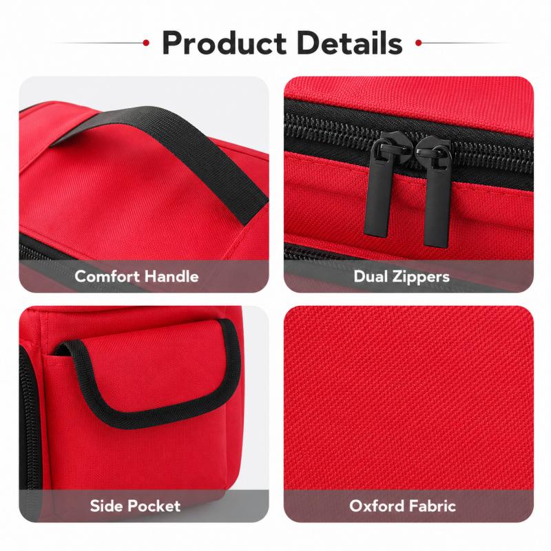First Aid Storage Bag Oxford Cloth Medicine Organizer With Compartments Handle And Zipper Pockets For Home Travel Emergency Supplies