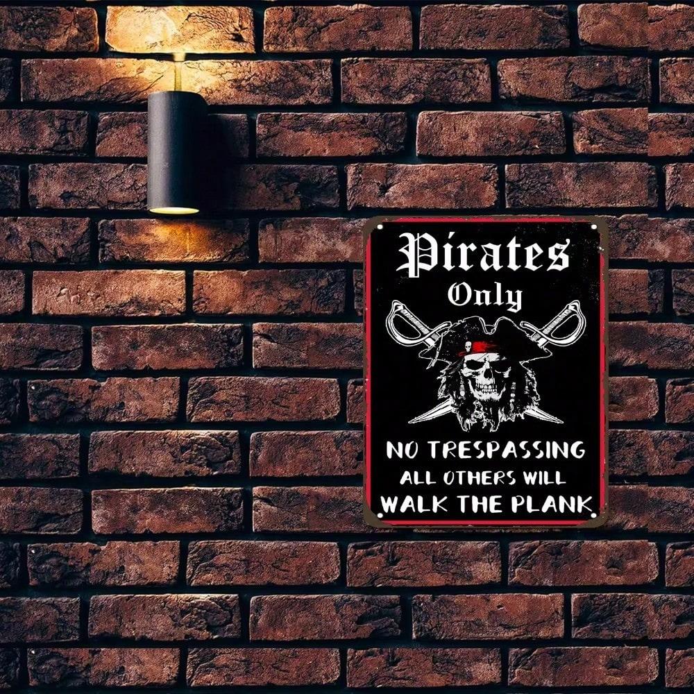 Iron Pirate Skull Metal Sign Bar Pub Wall Decor Weatherproof Plaque