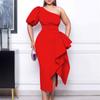 Collar Split Ruffled Dress Sexy Women's Dress Fashion Clothing Diagonal
