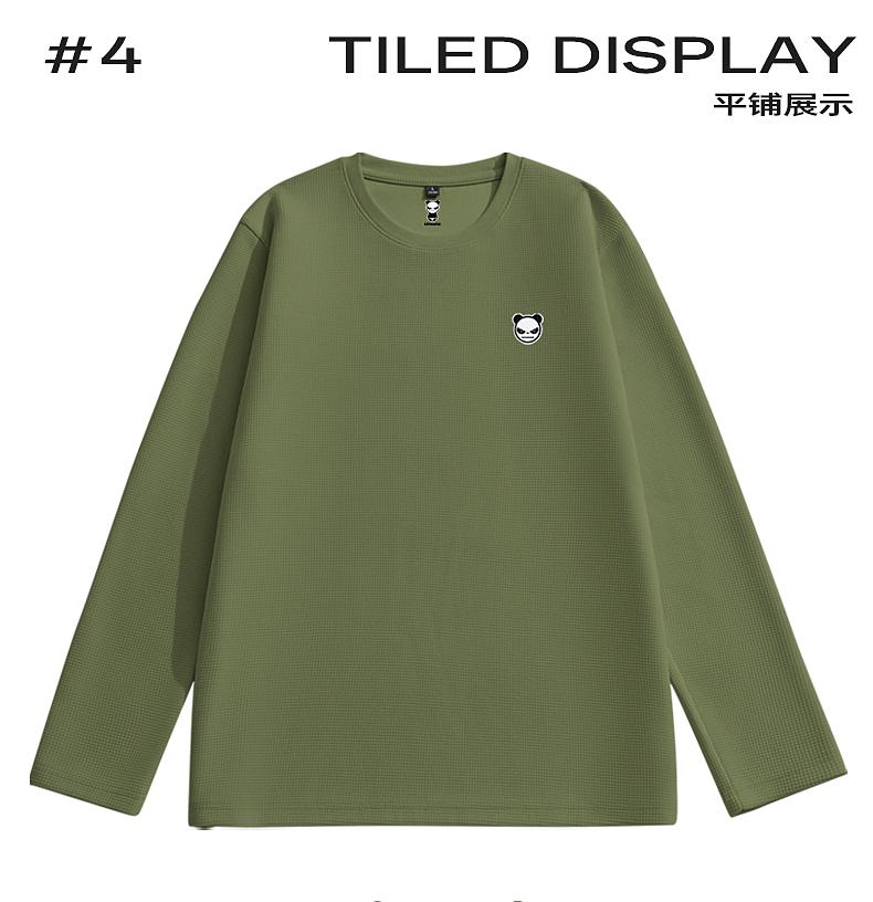 Hello Hipanda, Panda Long-Sleeved Solid Color American Waffle T-Shirt