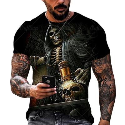 Sommer männer T Shirt Horror Schädel Kopf Druck 3d T-Shirts Mode Streetwear Kurzhülse O-ansatz Tees Tops Übergroßen mann Kleidung