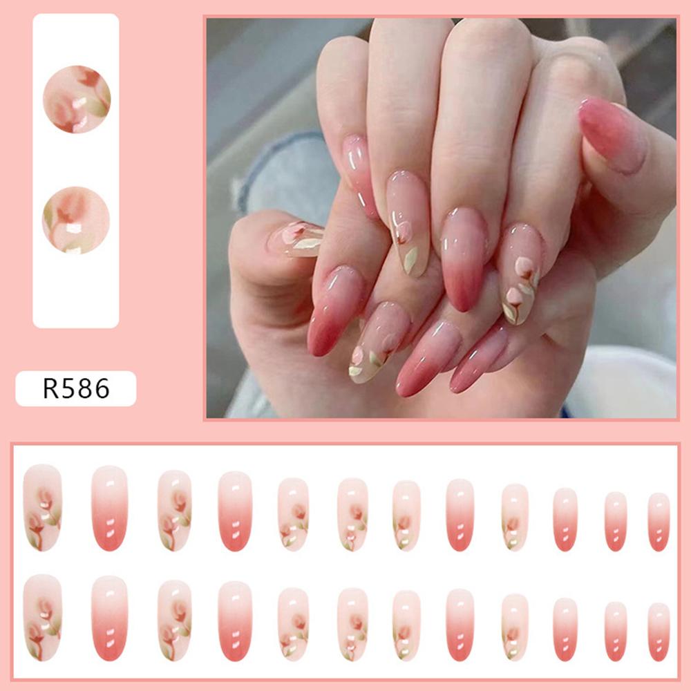 Ultra-long Press On Nail Gradient Pink Long Almond Reusable Artificial Nail for Women and Girl Nail Salon At Home