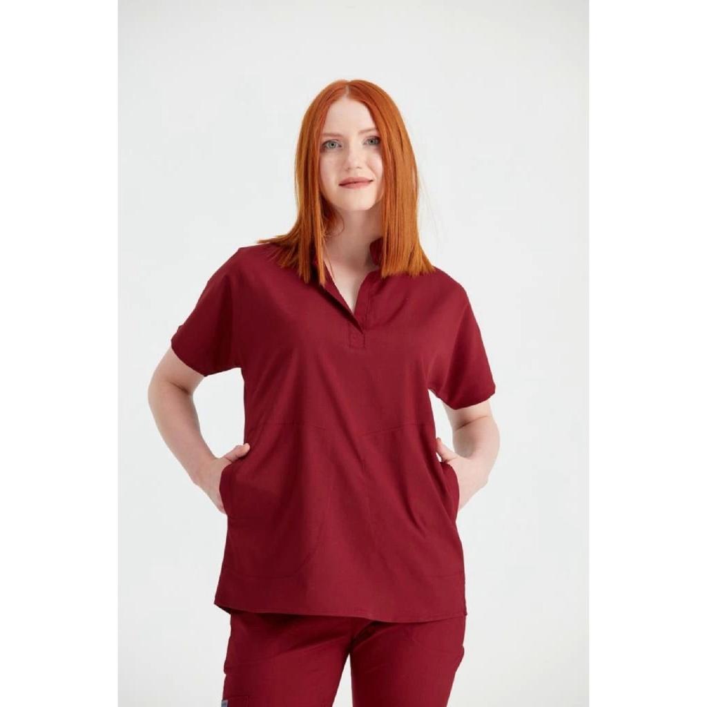 Bordeauxroter Perla-Modellanzug aus einfarbigem Jersey aus Lycra-Stoff