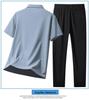 Men's Polo Short Sleeve & Long Pants Set: Summer Breathable, Elastic, Cool Touch Casual Sportswear.
