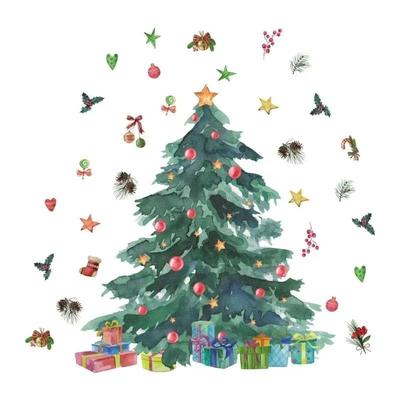 Sticker Mural de Noël Auto-Adhésif Décoration Fond de Mur Salon Sticker Arbre de Noël PVC Décoration de Noël