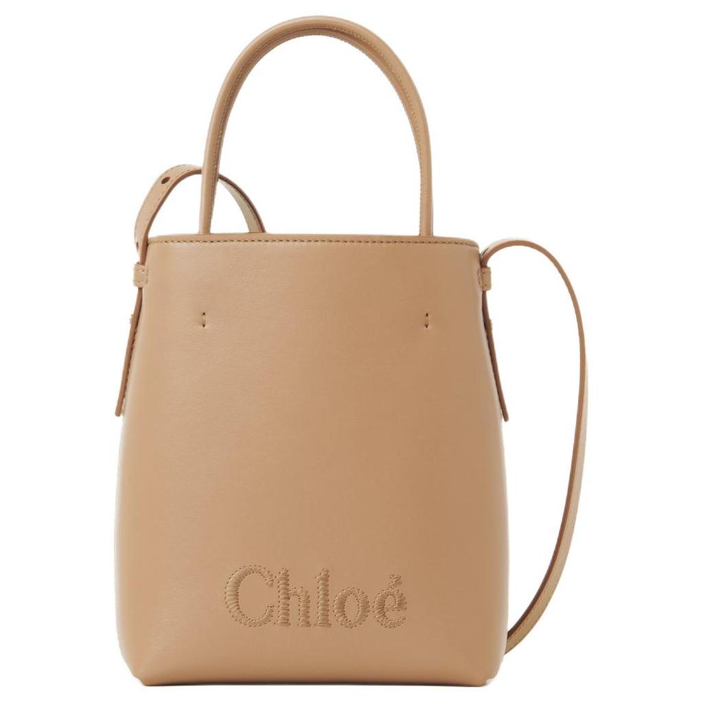 Chloe Sense Logo Tasche mit integrierter Tasche Leder Schultertasche Umhängetasche Damen Handtasche Kamel CHC23UP873I1026X