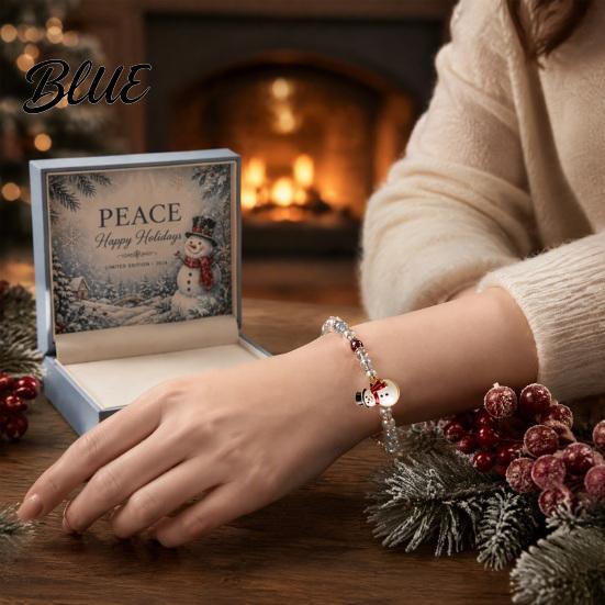 Rust-proof Bracelet Christmas Bracelets for Women Santa Claus Elk Snowman Tree Fine Workmanship Beaded Bracelet Holiday Jewelry Gifts Stocking