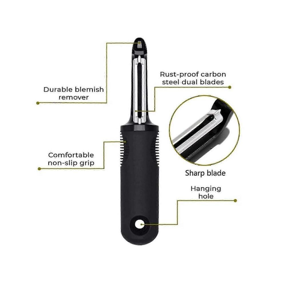 Potato Peeler - Vegetable Peeler - Non-slip Grip Black Handle - Sharp Stainless Steel Blades with Sa