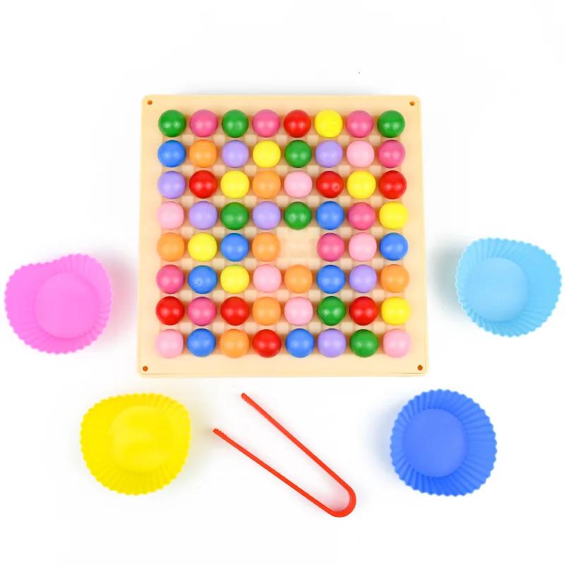 Educational Magnetic Fishing Game 2-in-1 Match And Clip Beads Color Recognition Wooden Toy for Children's Early Learning