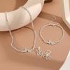 Creative Rhinestone Butterfly Pendant Necklace Earring Bracelet 3 Piece Set Women Fashion Jewelry Gift