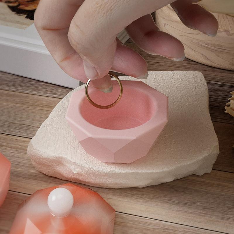 Geometrical Candlestick Silicone Mold Octagonal Rhombus Storage Holder Resin Mold DIY Candle Storage Container Molds