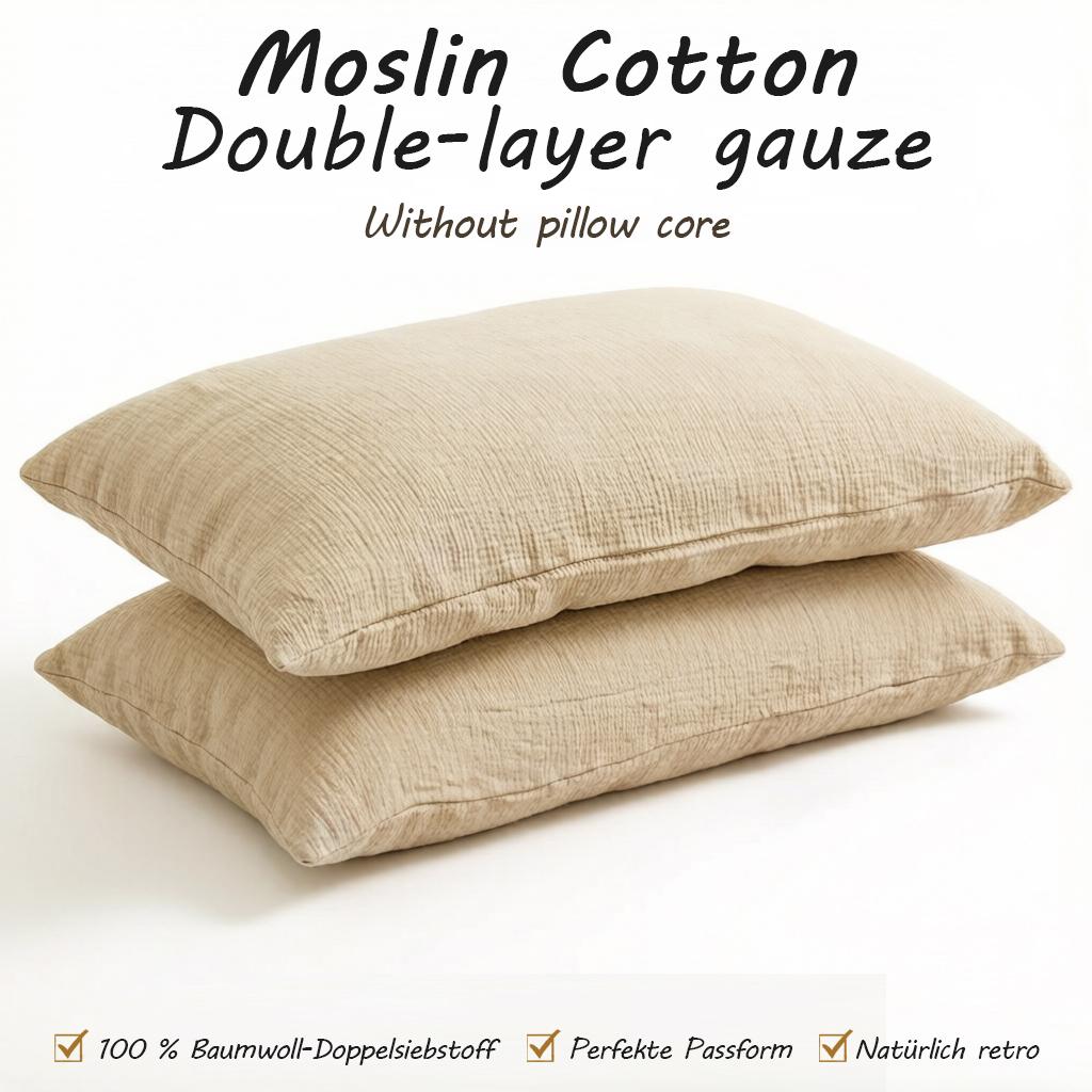 2 Pack Double Layer Cotton Muslin Pillowcases Soft Breathable Bedding for All Seasons Men and Women Bedroom Decor