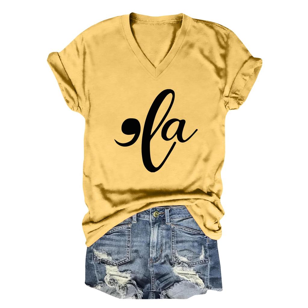 Women's Comma La T-shirts Kamala-Harris Shirts Funny Graphic Tee Shirts V Neck