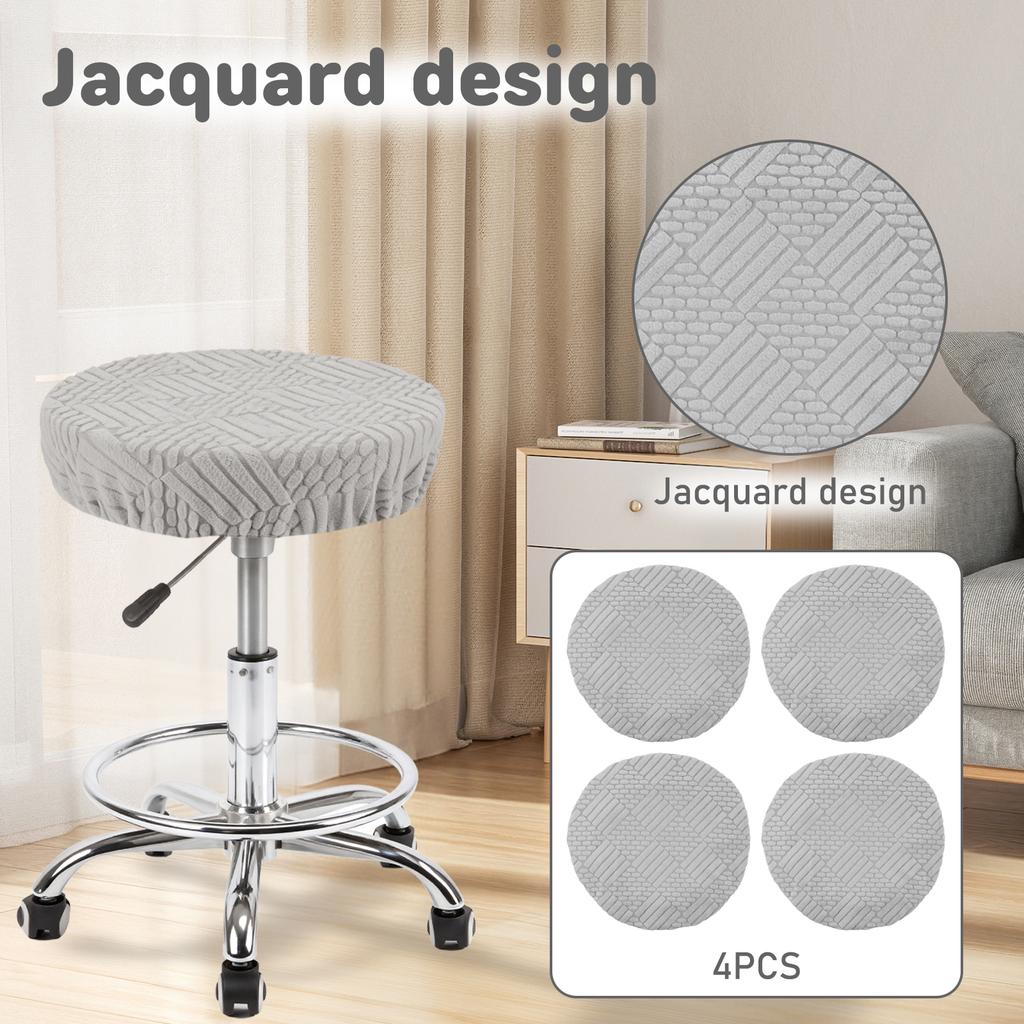 4Pcs Elastic Bar Stool Cover Fits 11 To 18 Inches Chair Washable Polyester Round Stool Cover for Home Cafe Office Restaurant