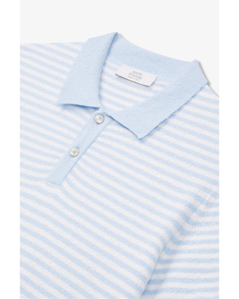 MAN ON THE BOON [M.Ottaviani] Striped Terry Polo Knit_Light Blue 4714113109