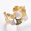 Enamel Material Ginkgo Leaf Bracelet Gold Color Statement Jewelry Enamel Cuff Bracelet  Gift Giving