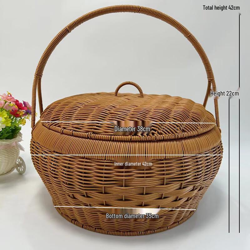 Round Woven Rattan-Look Fruit & Gift Basket